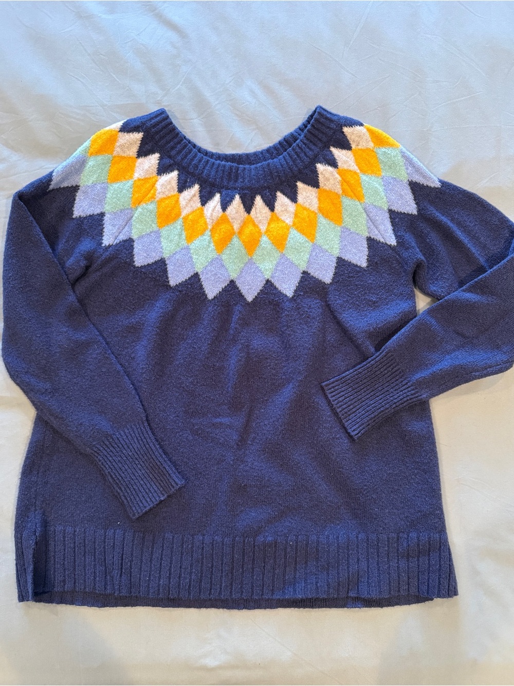St. John's Bay Navy Sweater with Colorful Design